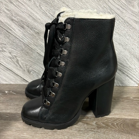 SCHUTZ | Zhara Winter Heeled Boots Lug Sole Leather Size 9.5 NEW - Picture 4 of 14